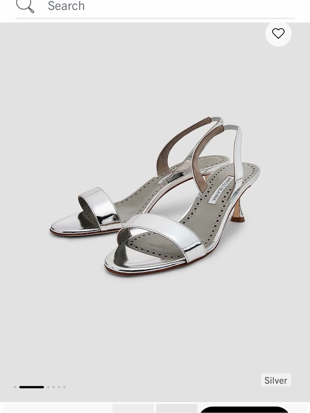 Manolo Blahnik Cupisan Silver Metallic Slingback sandal Heels